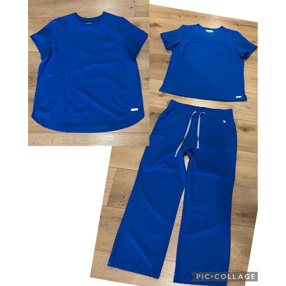 Women’s Re-Surge Scrub Set Royal Blue XL Wide Leg Pants & 2 Tops EUC! - Picture 1 of 10